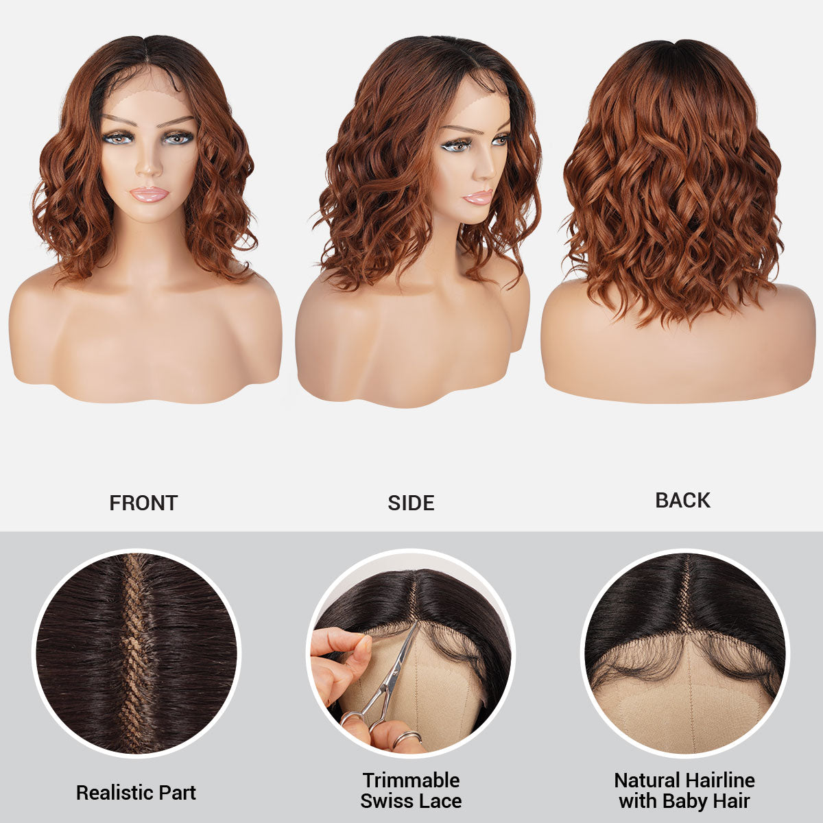 Introducing our stunning loose deep wave bob wig! Made with high-quality heat-resistant synthetic fibers, this wig features a middle center part Swiss lace front design for a natural-looking hairline. The wavy curly style adds volume and dimension to your hair, while the 12-inch length and bob cut offer a trendy touch. Perfect for black women, this easy-to-wear and style wig is a must-have for any occasion. Shop now for ultimate style and versatility!