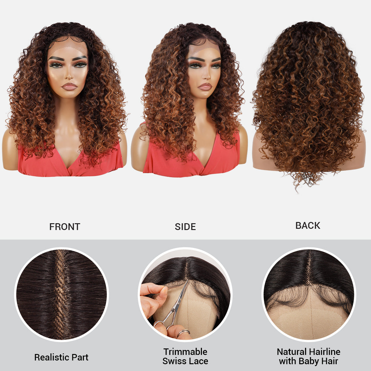  Introducing our medium curly bob deep wave T part Swiss lace front wig! Made with high-quality heat-resistant synthetic fibers, this wig features a natural-looking hairline with a deep part in the middle center. Perfect for black women, the T part design adds elegance, while the deep wave curly style adds volume and dimension. Easy to wear and style, this versatile wig is a must-have for any occasion. Shop now for ultimate style and versatility!