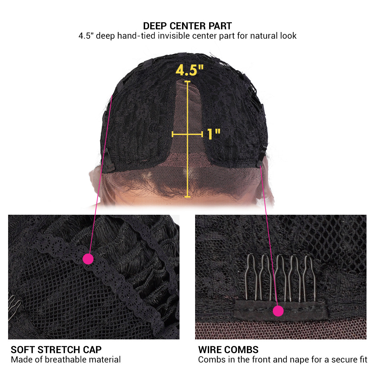 Introducing our medium curly bob deep wave T part Swiss lace front wig! Made with high-quality heat-resistant synthetic fibers, this wig features a natural-looking hairline with a deep part in the middle center. Perfect for black women, the T part design adds elegance, while the deep wave curly style adds volume and dimension. Easy to wear and style, this versatile wig is a must-have for any occasion. Shop now for ultimate style and versatility!