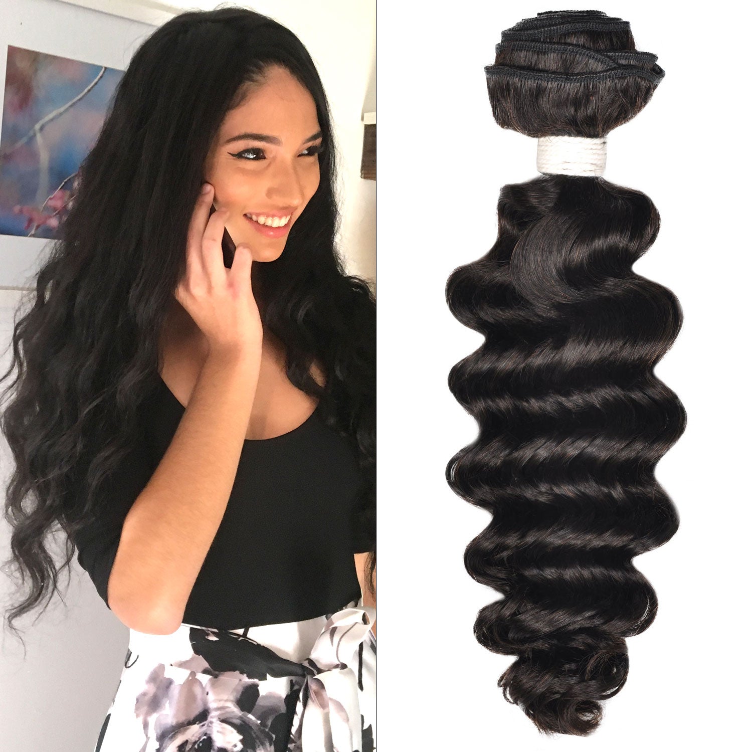 100% Virgin Remy Human Hair Unprocessed Brazilian Bundle Hair Weave Loose Deep