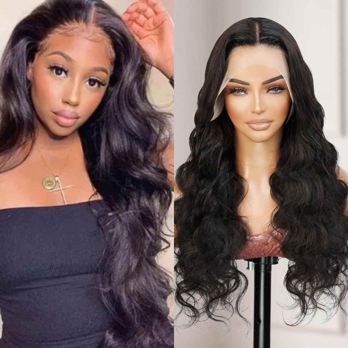 UpScale 100% Human Hair Glueless Pre Plucked 13x4 Lace Frontal Wig Body Wave 24"