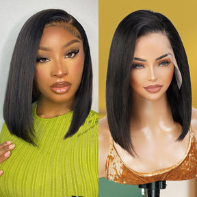 UpScale 100% Human Hair Glueless Pre Plucked 13x4 Lace Frontal Wig Bob 12"