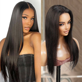 UpScale 100% Human Hair Wear and Go Pre Cut Pre Plucked Glueless 5x5 Closure Wig Straight 18"