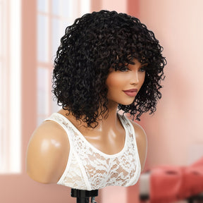 UpScale 100% Human Hair Short Ringlets Curly Bob 12"