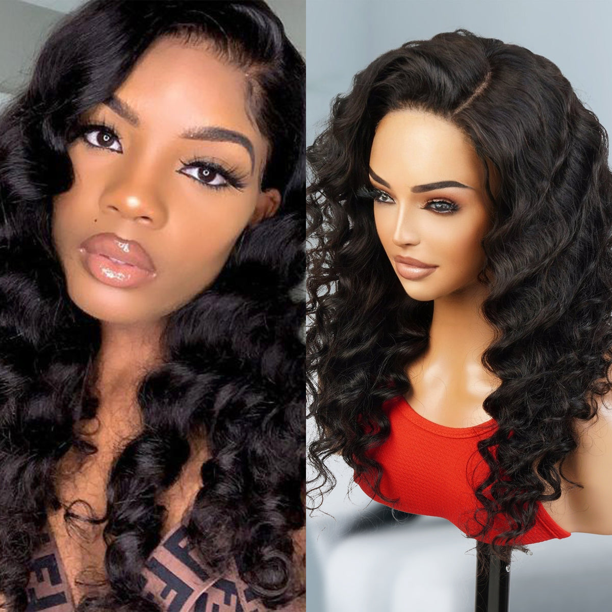 UpScale 100% Human Hair Wear and Go Pre Cut Pre Plucked Glueless 5x5 Closure Wig Loose Deep Wave 22"