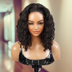 Wear and Go Pre Cut Glueless 100% Virgin Human Hair 5x5 Lace Wig Deep Wave Bob 12"