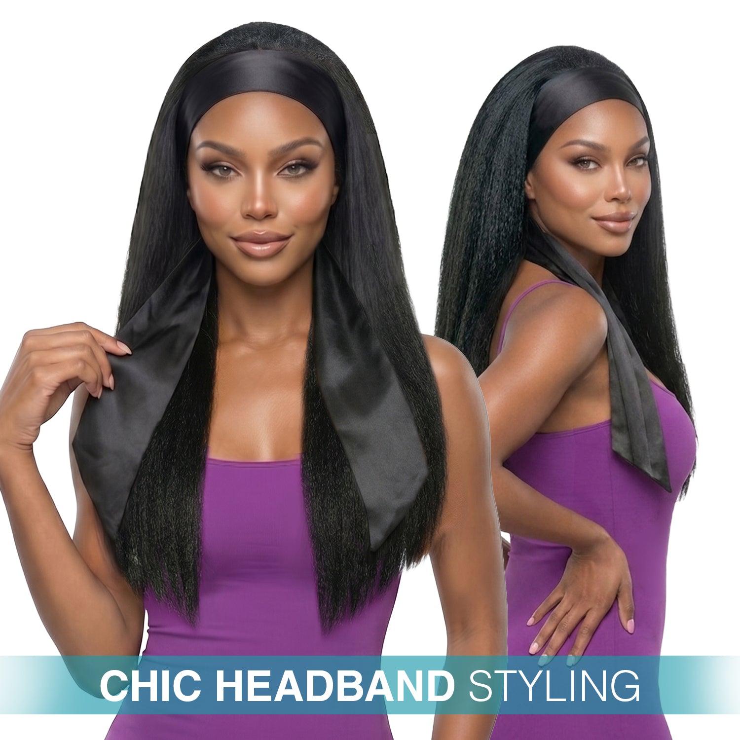 The Stylist Human Hair Blend Perfect Blend Kinky Straight Textured Drawstring Half Wig Brielle
