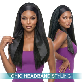The Stylist Human Hair Blend Perfect Blend Kinky Straight Textured Drawstring Half Wig Brielle