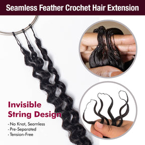 100g VALUE PACK Starlet 100% Human hair Miracle Knots Feather Crochet Braid Burmese Curl 16"