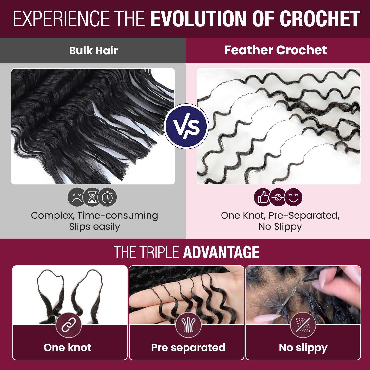 100g VALUE PACK Starlet 100% Human hair Miracle Knots Feather Crochet Braid Burmese Curl 16"