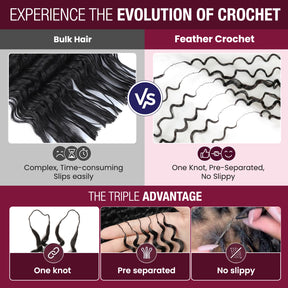100g VALUE PACK Starlet 100% Human hair Miracle Knots Feather Crochet Braid Burmese Curl 16"