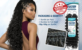 The Stylist Game Changer Human Hair Blend Feather Crochet Deep Curl 22" (100 Strands/ 50 Strings)