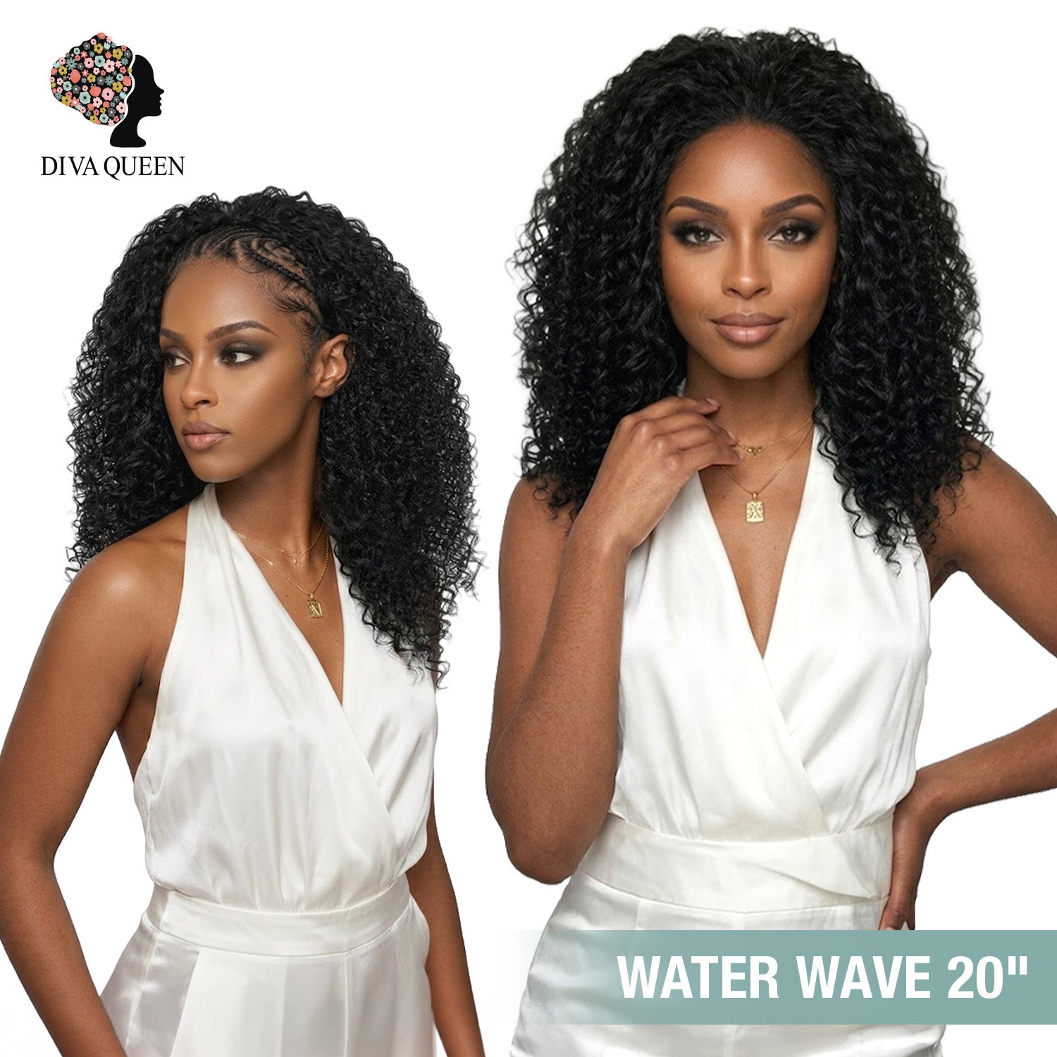210g Diva Queen 100% Virgin Human Hair Half Wig Water Wave 20"
