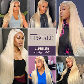 UpScale 100% Human Hair HD Swiss Lace 13x4 Lace Frontal Wig Super Long Straight 40"