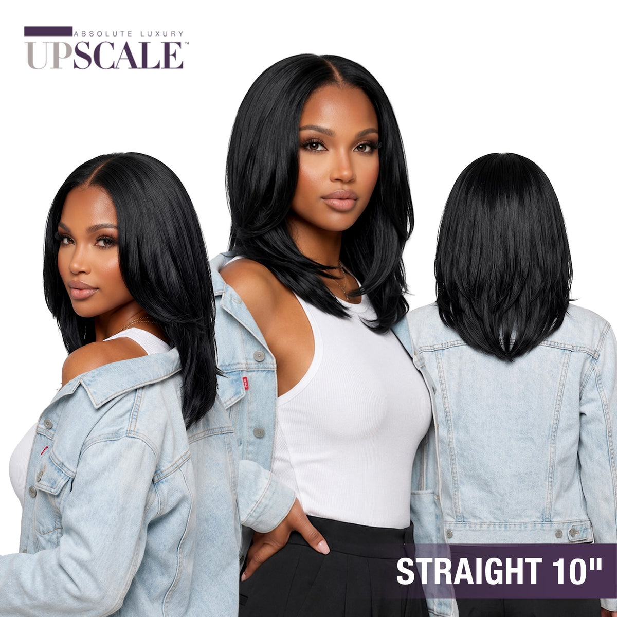Upscale 100% Human Hair Full Lace Wig Straight 10"