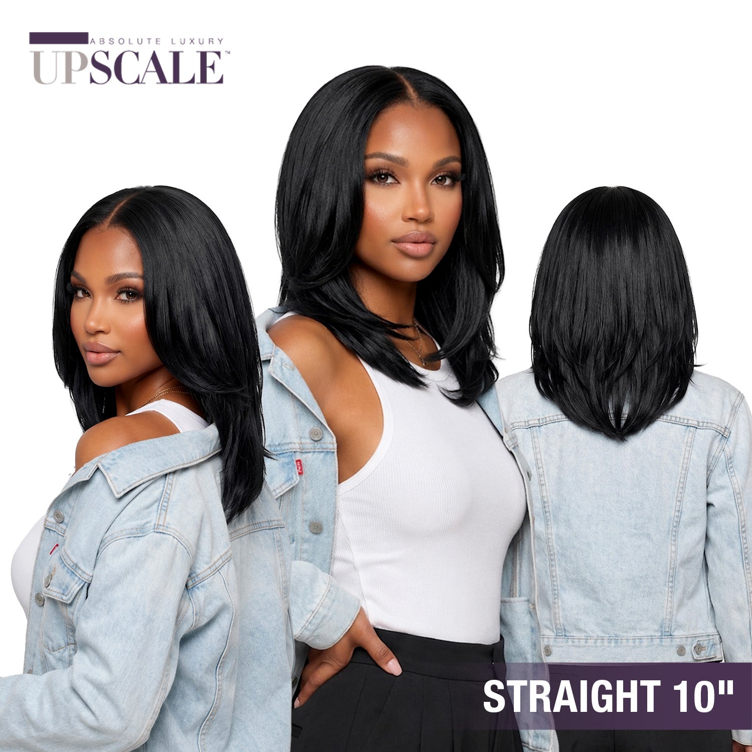 Upscale 100% Human Hair Full Lace Wig Straight 10"