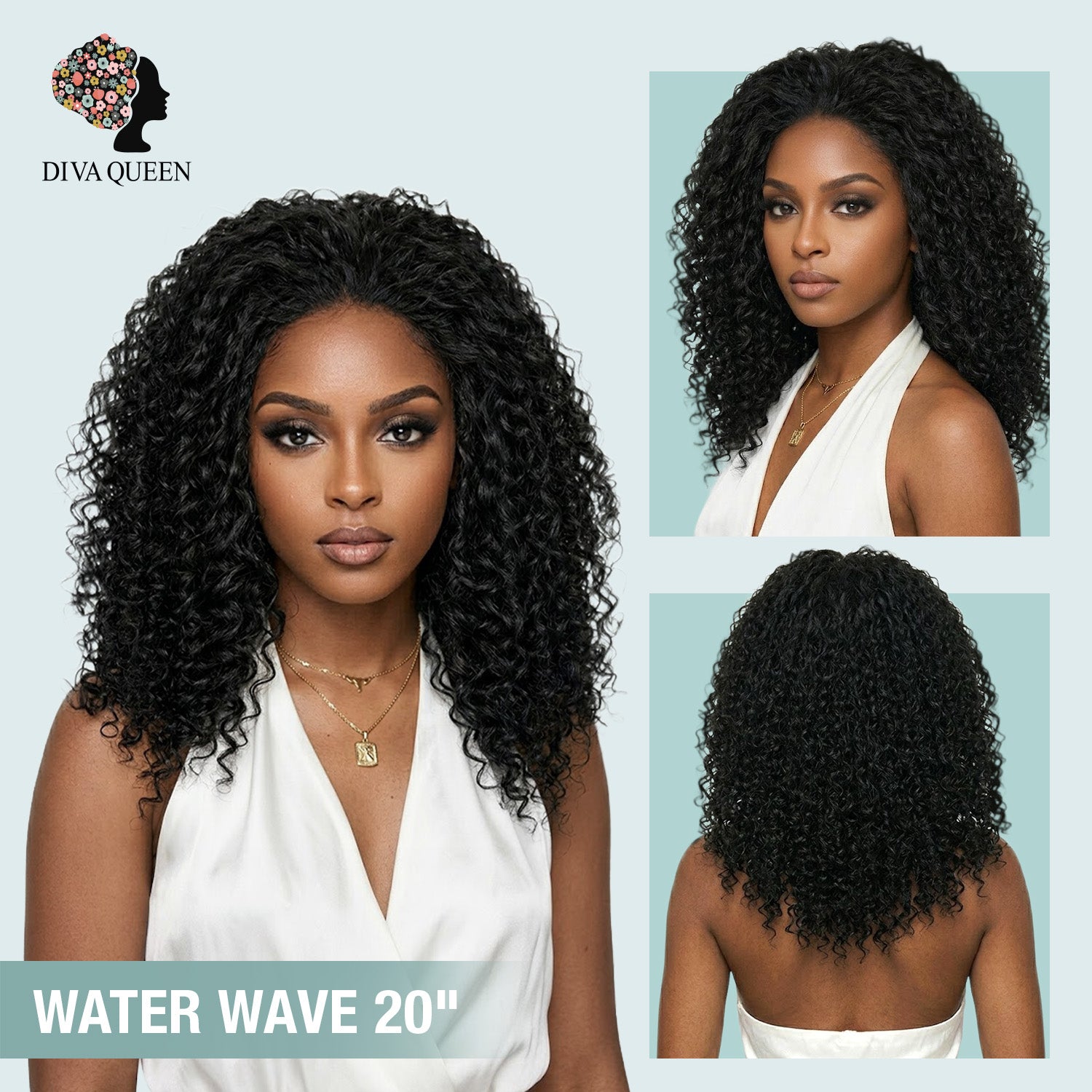 210g Diva Queen 100% Virgin Human Hair Half Wig Water Wave 20"