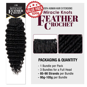 Uniq Hair 100% Human Hair Seamless Pre-Separated Feather Crochet Deep Wave