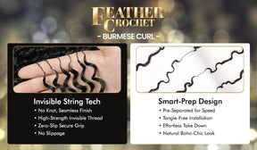 Uniq 100% Human hair Seamless Pre-Separated Feather Crochet Burmese Curl (14"-18") (60g)