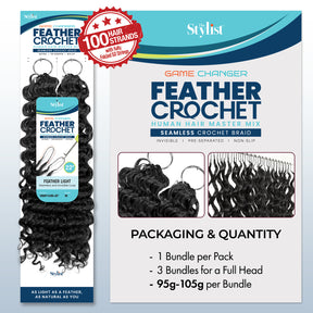 The Stylist Game Changer Human Hair Blend Feather Crochet Deep Curl 22" (100 Strands/ 50 Strings)