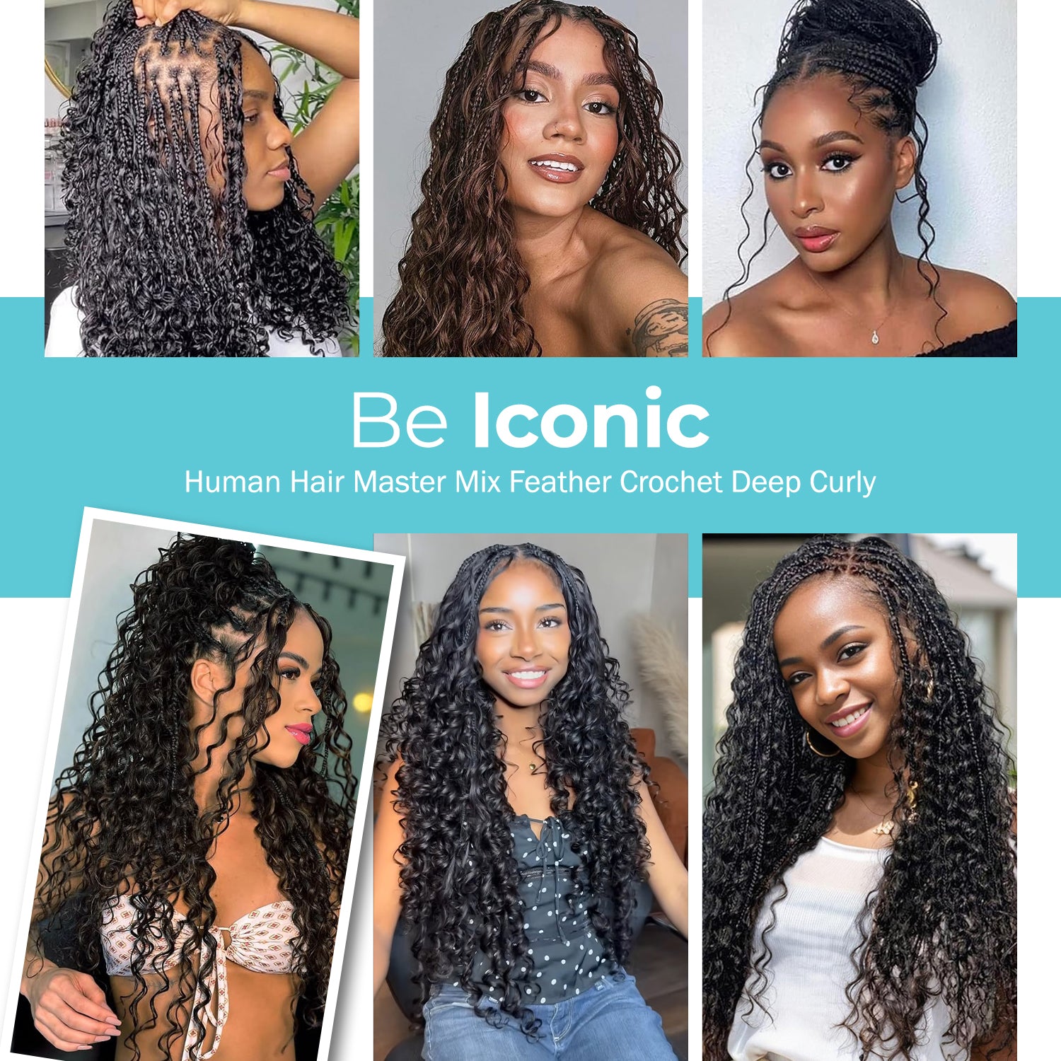 The Stylist Game Changer Human Hair Blend Feather Crochet Deep Curl 22" (100 Strands/ 50 Strings)