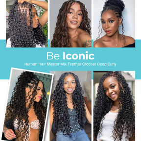The Stylist Game Changer Human Hair Blend Feather Crochet Deep Curl 22" (100 Strands/ 50 Strings)