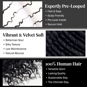 Uniq Hair 100% Human Hair Seamless Pre-Separated Feather Crochet Deep Wave