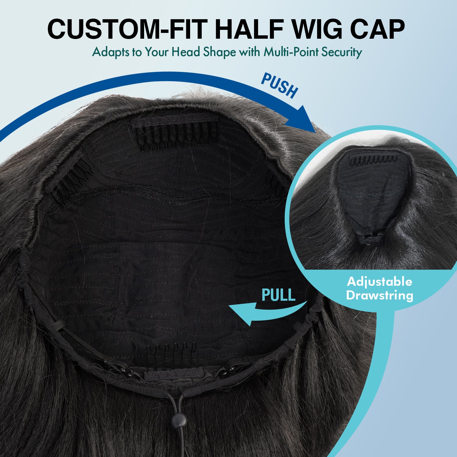 The Stylist Human Hair Blend Perfect Blend Kinky Straight Textured Drawstring Half Wig Brielle