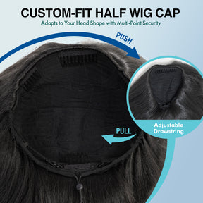 The Stylist Human Hair Blend Perfect Blend Kinky Straight Textured Drawstring Half Wig Brielle