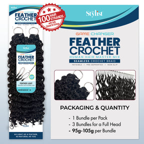 The Stylist Game Changer Human Hair Blend Feather Crochet Water Wave 22" (100 Strands/ 50 Strings)