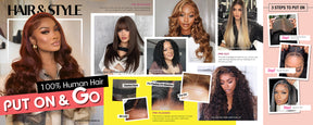 100% Human Hair Wear and Go Pre Cut Pre Plucked Glueless 7x5 Closure Wig Layered Blow Out with Curtain Bangs T4/27 Ombre Light Brown Honey 18"