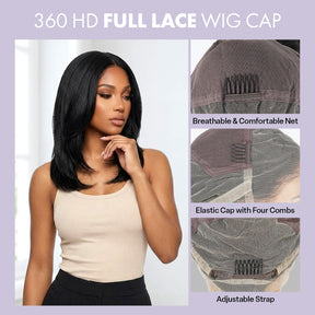 Upscale 100% Human Hair Full Lace Wig Straight 10"