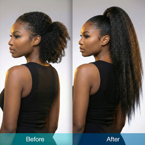 The Stylist Human Hair Blend Perfect Blend Kinky Straight Textured Drawstring Half Wig Brielle