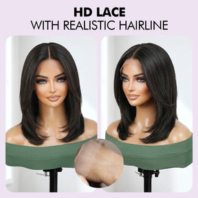 Upscale 100% Human Hair Full Lace Wig Straight 10"