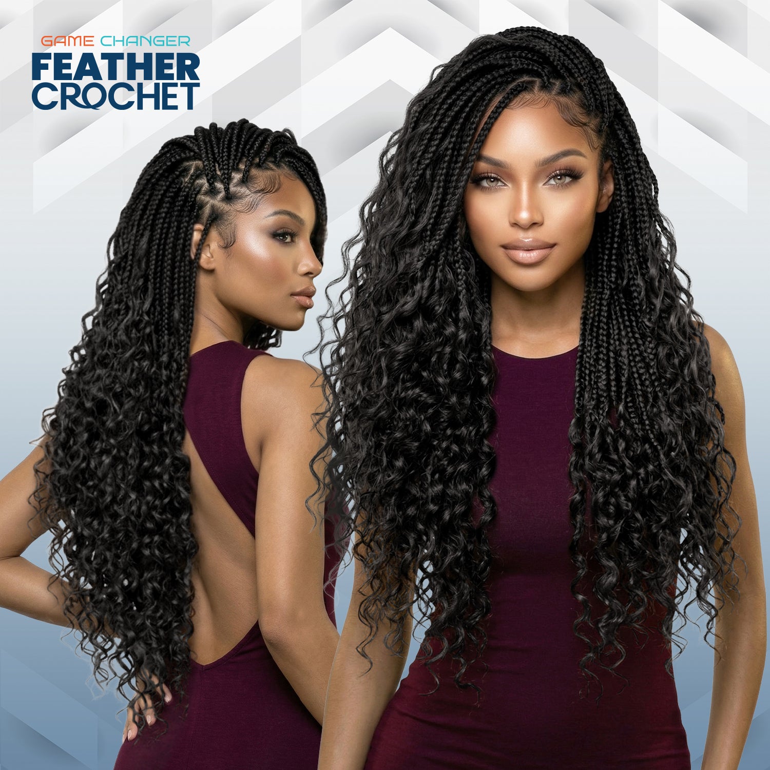 The Stylist Game Changer Human Hair Blend Feather Crochet Deep Curl 22" (100 Strands/ 50 Strings)