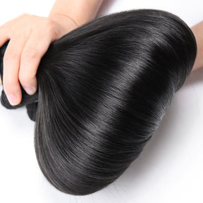 UpScale 15A Super Double Drawn Virgin Human Hair Bundle Silk Pressed Weave Bone Straight Natural Black (10"-28")