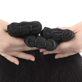 UpScale 15A Super Double Drawn Virgin Human Hair Bundle Silk Pressed Weave Bone Straight Natural Black (10"-28")