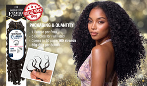 Uniq 100% Human hair Seamless Pre-Separated Feather Crochet Burmese Curl (14"-18") (60g)
