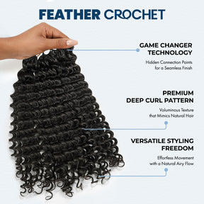 The Stylist Game Changer Human Hair Blend Feather Crochet Deep Curl 22" (100 Strands/ 50 Strings)