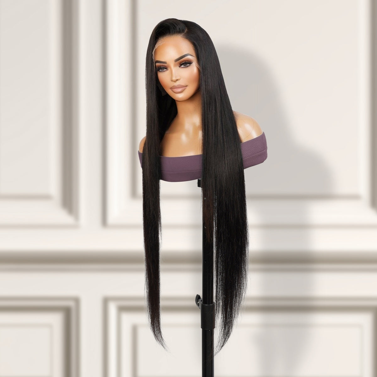 UpScale 100% Human Hair Glueless HD Swiss Lace 13x4 Lace Frontal Wig Super Long Straight 34"