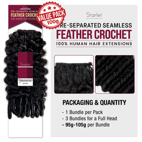 100g VALUE PACK Starlet 100% Human hair Miracle Knots Feather Crochet Braid Burmese Curl 16"