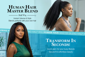 The Stylist Human Hair Blend Perfect Blend Kinky Straight Textured Drawstring Half Wig Brielle