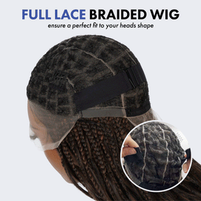 Authentic Glueless Full Lace Braided Wig Medium Knotless Box Braid Layered Mermaid Wave 1B/30 28" BW Unit15