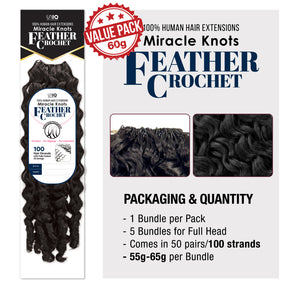 Uniq 100% Human hair Seamless Pre-Separated Feather Crochet Burmese Curl (14"-18") (60g)