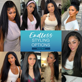 The Stylist Human Hair Blend Perfect Blend Kinky Straight Textured Drawstring Half Wig Brielle
