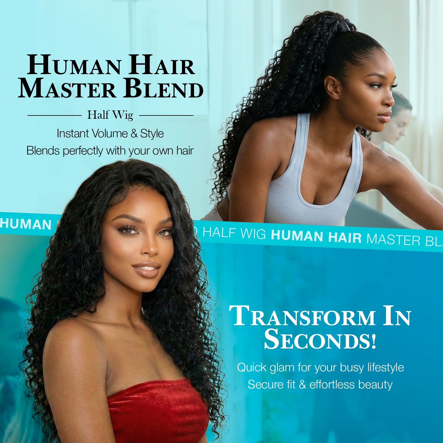 The Stylist Human Hair Blend Perfect Blend Water Wave Drawstring Half Wig Zaria