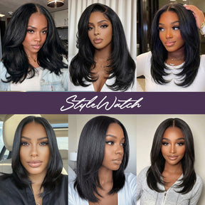 Upscale 100% Human Hair Full Lace Wig Straight 10"