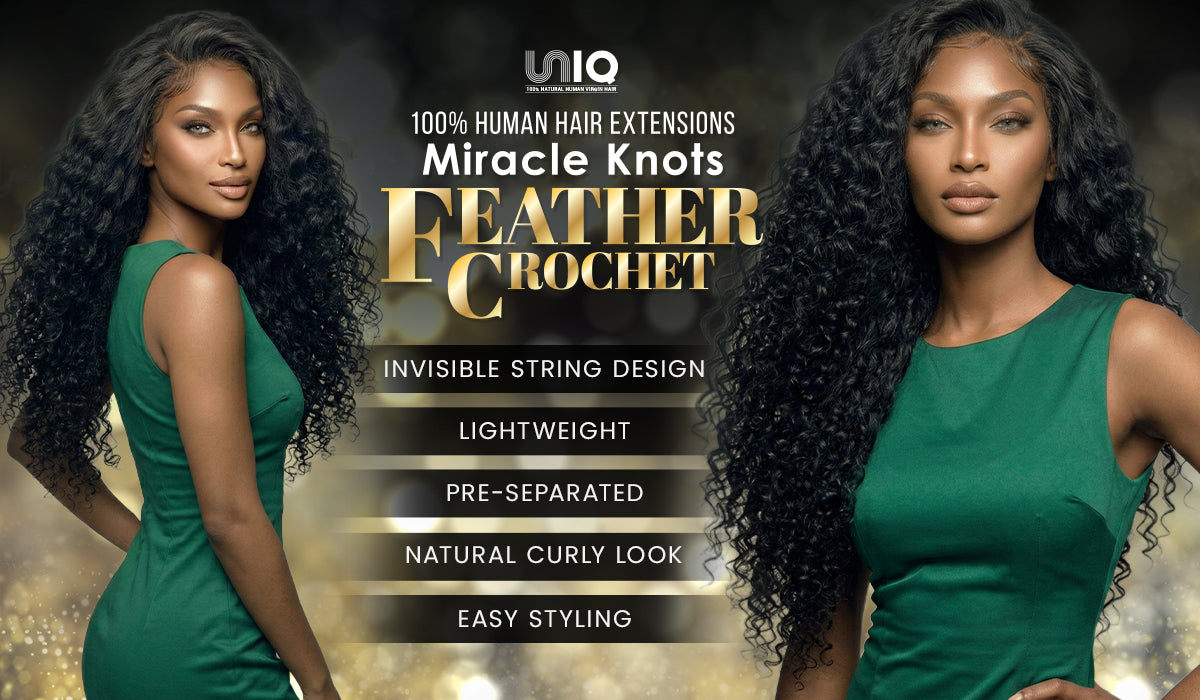 Uniq Hair 100% Human Hair Seamless Pre-Separated Feather Crochet Deep Wave