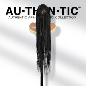 Authentic Glueless Full Lace Braided Wig Medium Fulani Crisscross Feed-In Braids 1B 36" BW Unit10