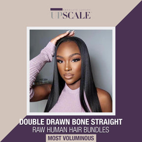 UpScale 15A Super Double Drawn Virgin Human Hair Bundle Silk Pressed Weave Bone Straight Natural Black (10"-28")